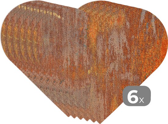 Dessous de verre - Napperons de table - Napperons de table coeur - Imprimé rouille - Jaune - Oranje - 6 pièces