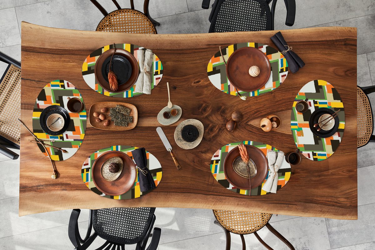 Placemats ovaal - Onderleggers - Ovale placemats - Geometrisch - Patronen - Abstract - 6 stuks