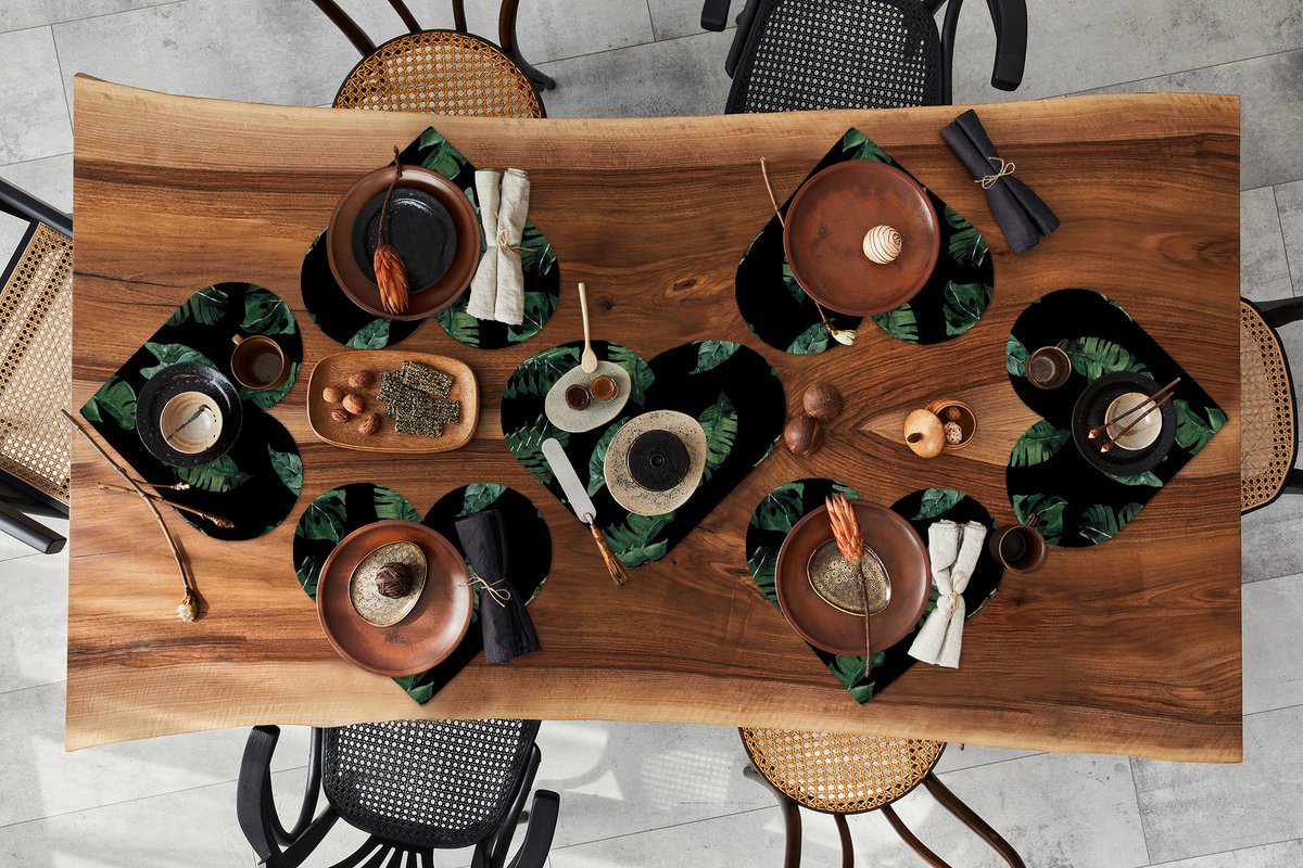 Onderleggers - Placemats - Placemats hartje - Patronen - Planten - Bladeren - 10 stuks