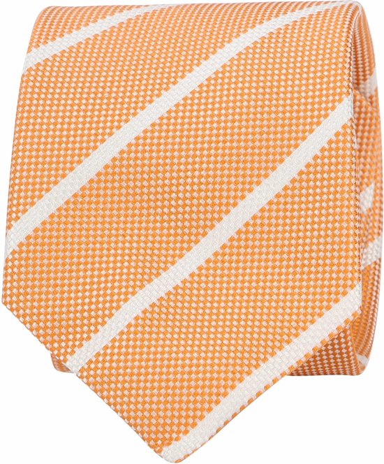 Convient - Cravate Stripes Oranje - Cravate de Luxe pour hommes 100% Soie - Stripe