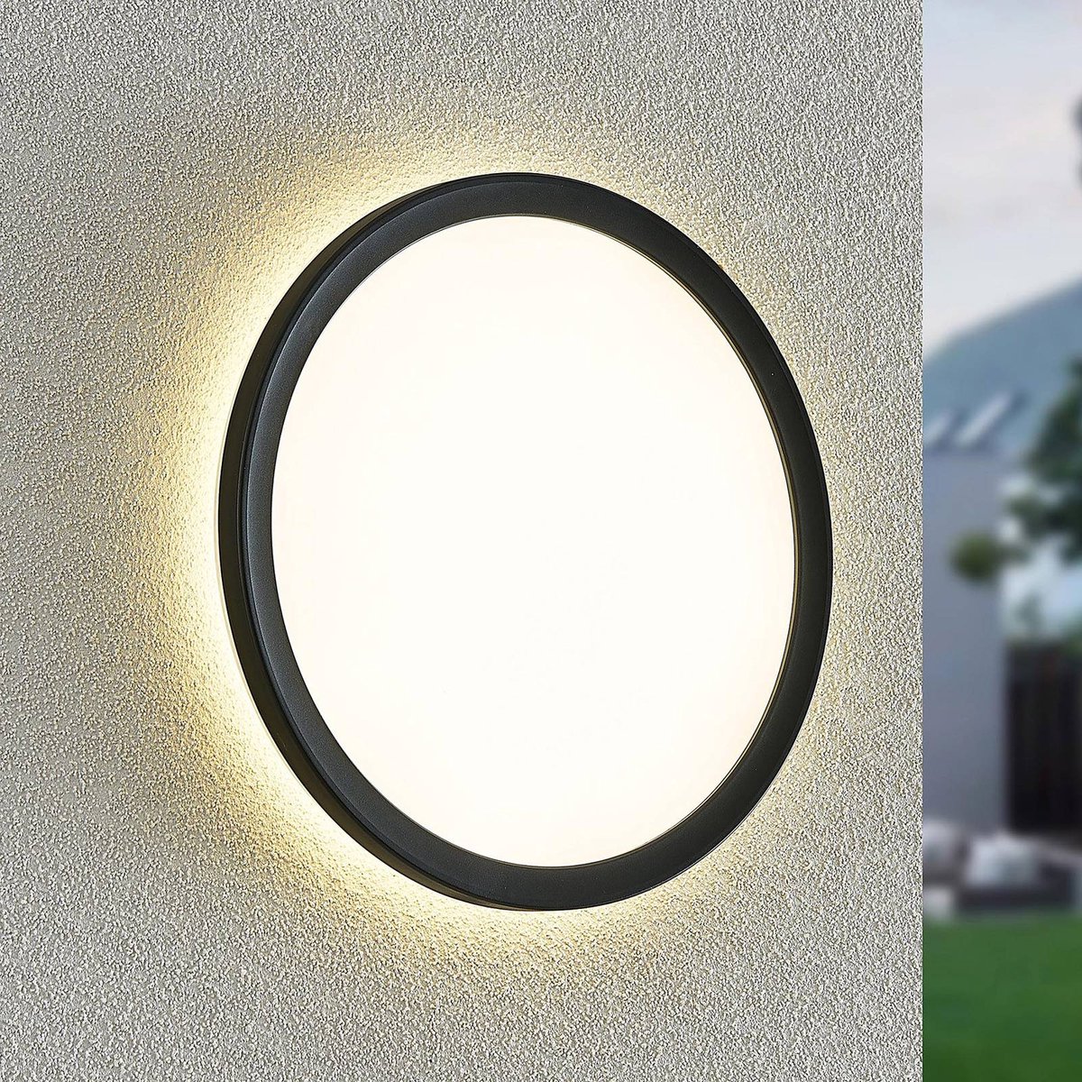 PRIOS - LED wandlamp buiten - 1licht - kunststof - zwart, wit - Inclusief lichtbron
