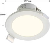 PRIOS - LED downlight - 1licht - aluminium, kunststof - H: 5.8 cm - wit - Inclusief lichtbron