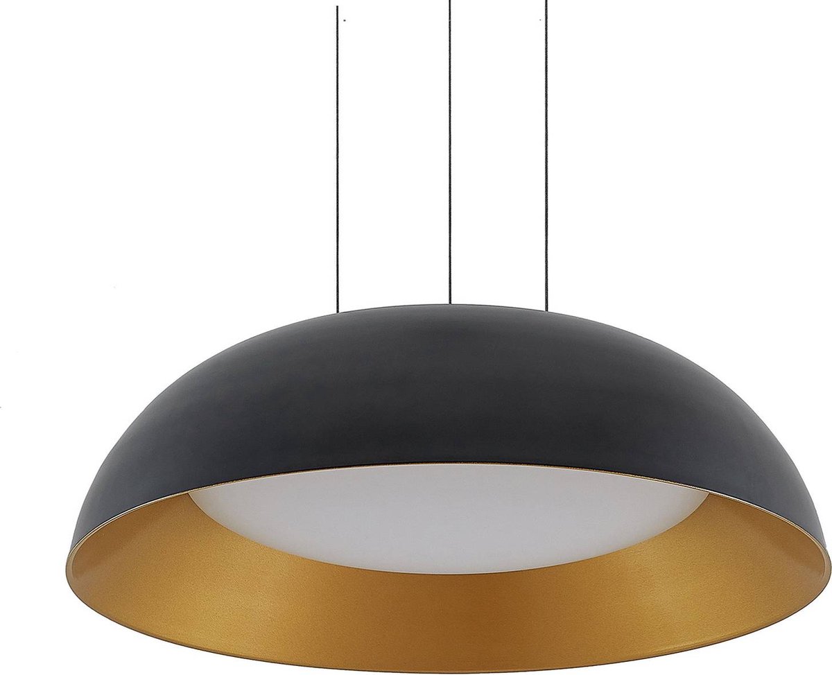 Lindby - LED hanglamp - 1licht - aluminium, acryl - H: 13.2 cm - zwart, goud - Inclusief lichtbron