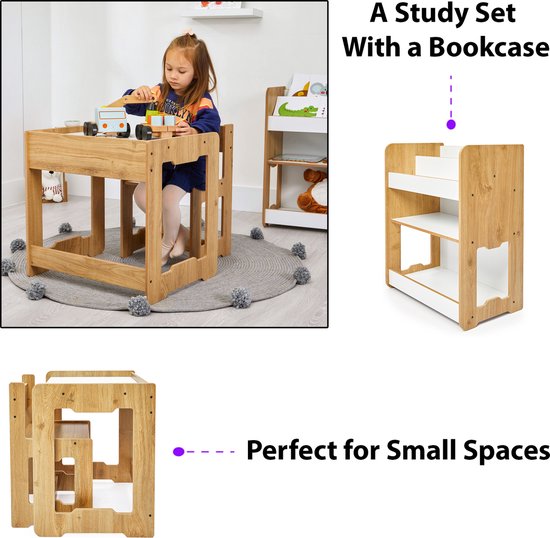 Minera® Seagull Montessori Kindertafel met 1 stoeltjes - Activiteiten Tafel - Speeltafel voor Kinderen - Peuters tafel - Kindertafel - Kindertafel en stoeltjes - 1 tm 6 jaar