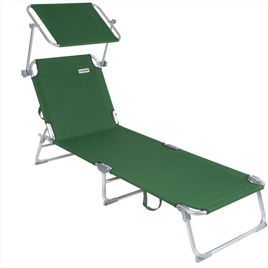 Casaria Ligstoel Ibiza – met Zonnedak - 190x59x29 cm Groen