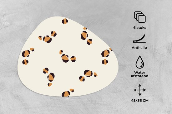 Set de table bio - Napperons bio - Sets de table - Panthère - Pastel - Animaux - Motifs - 6 pièces