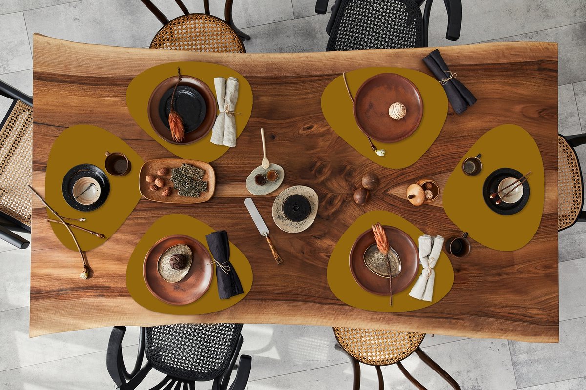 Placemat organisch - Placemats organic - Onderleggers - Goud - Luxe - Interieur - 6 stuks