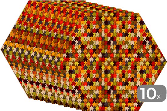 Napperons hexagon - Sets de table - Set de table hexagone - Puzzle - Motifs - Automne - 10 pièces
