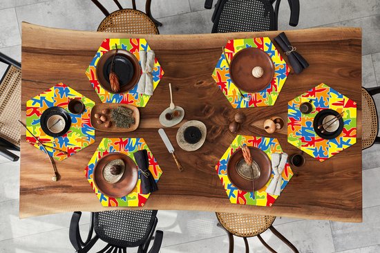 Napperons de table hexagon - Sets de table sets de table - Set de table hexagone - Puzzle - Motifs - Abstrait - 6 pièces
