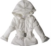 Maat 152 Kinderjas wit zomerjas met steentjes en strik riem voor baby en kind Jas jasje witte jas hotfix steentjes