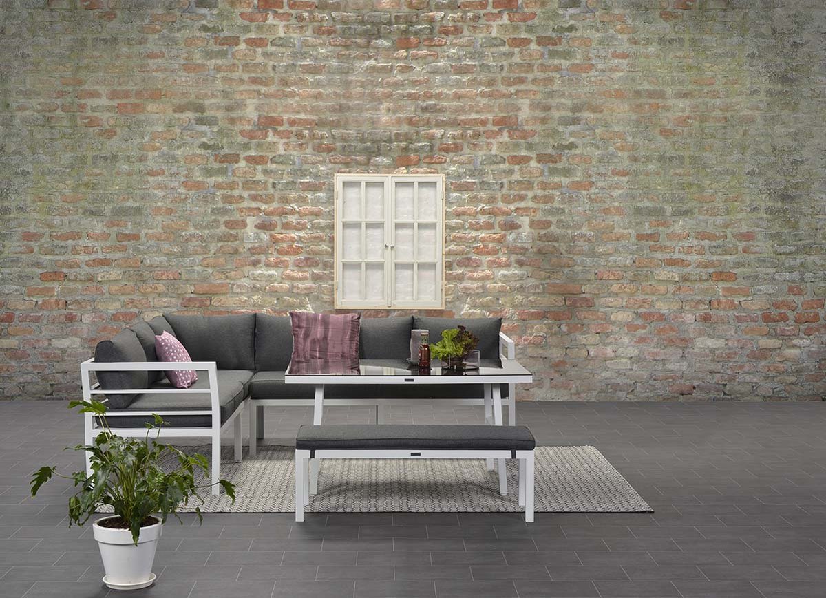Garden Impressions Blakes lounge dining set 4 delig mat wit bol