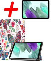 Hoesje Geschikt voor Samsung Galaxy Tab S6 Lite Hoes Case Tablet Hoesje Tri-fold Met Screenprotector - Hoes Geschikt voor Samsung Tab S6 Lite Hoesje Hard Cover Bookcase Hoes - Vlinders