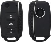 kwmobile autosleutel hoesje geschikt voor VW Skoda Seat 3-knops autosleutel - Autosleutel behuizing in wit / zwart
