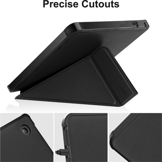 Lunso - origami sleepcover hoes - Geschikt voor Kobo Sage - Zwart van Lunso — afbeelding 2