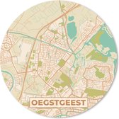 Muismat - Mousepad - Rond - Oegstgeest - Kaart - Stadskaart - Plattegrond - Vintage - 30x30 cm - Ronde muismat