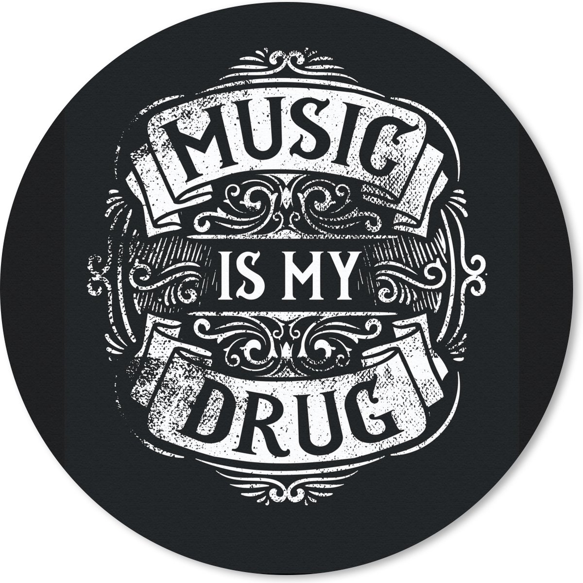 Muismat rond 30x30 cm - Mousepad Muziek - Retro - Quote - Ronde muismatten