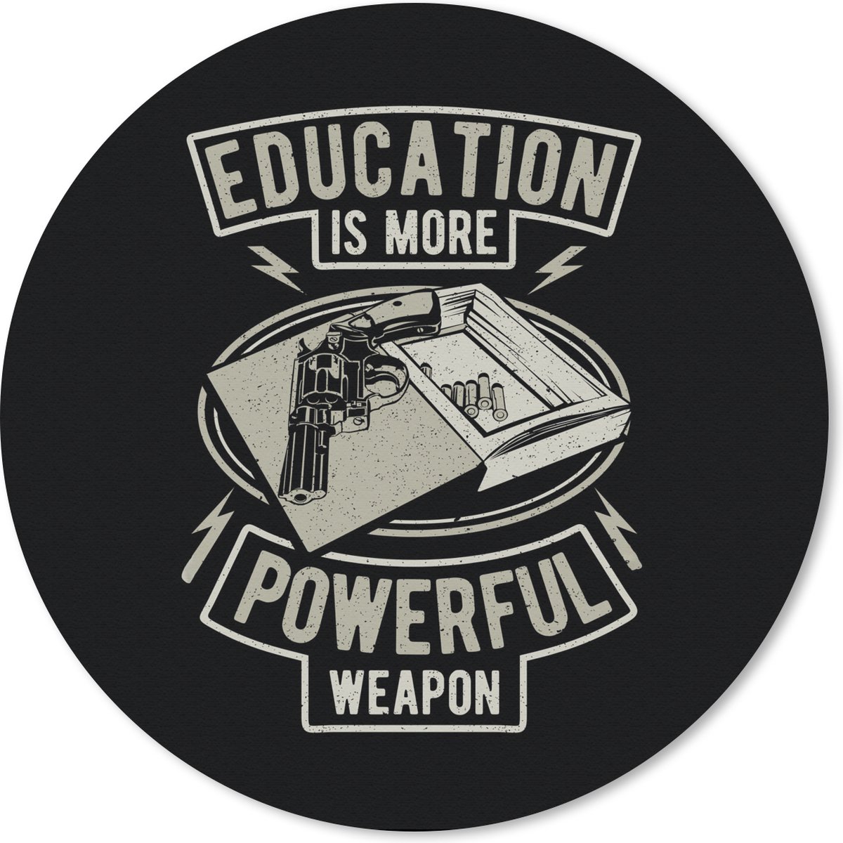 Muismat rond 20x20 cm - Mousepad Pistool - Vintage - Quote - Ronde muismatten