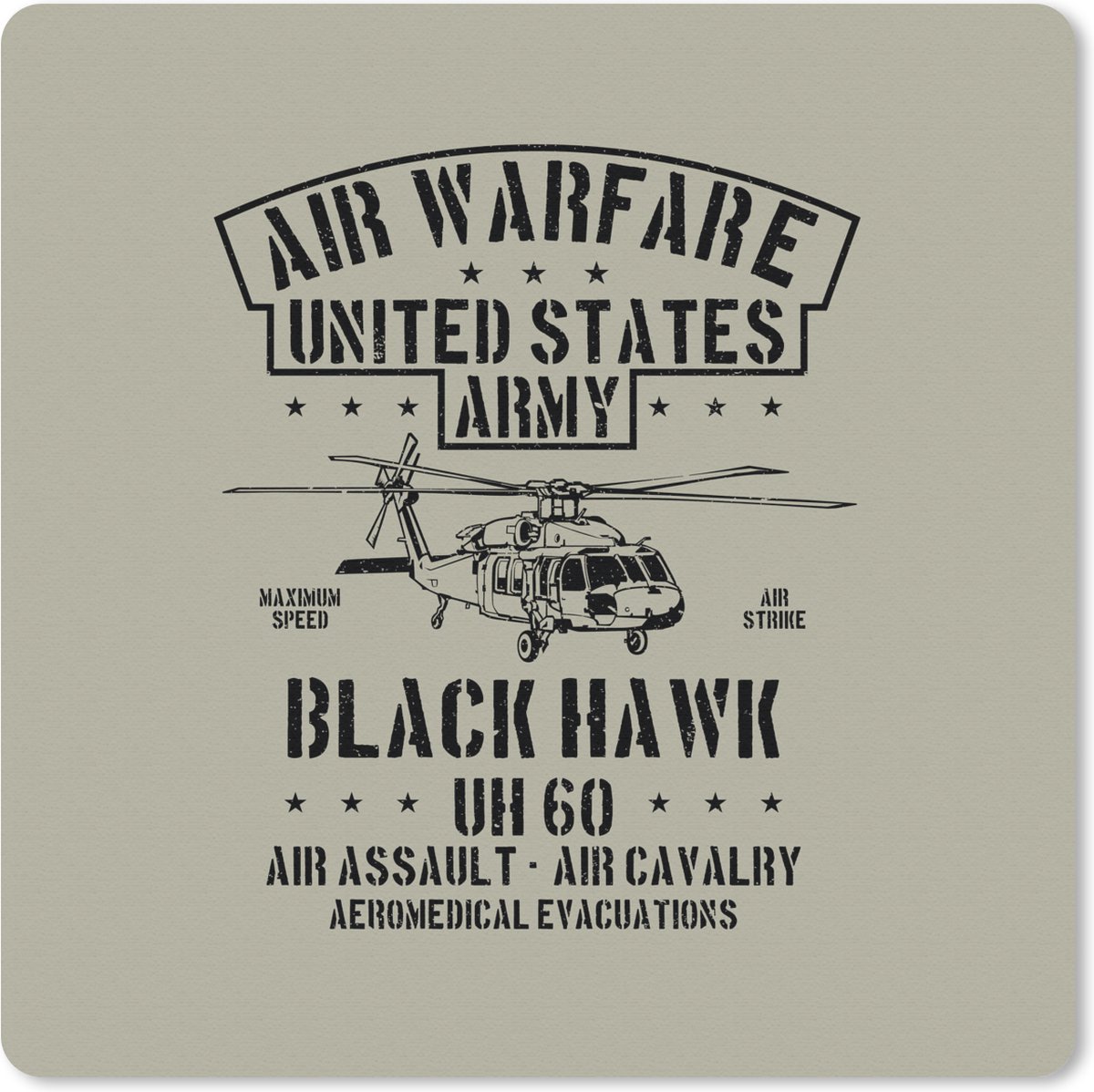 Muismat 20x20 cm - Mousepad Mancave - Helikopter - Vintage - Amerika - Muismatten