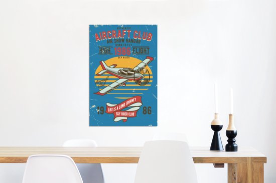 Décoration murale Métal - Peinture Aluminium - Mancave - Avion - Vintage - Citations - 60x90 cm