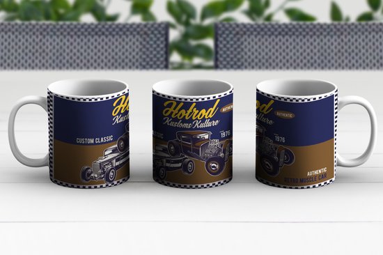 Mug - Mancave - Voiture - Rétro - Lettres - 350 ML - Tasse - Cadeau Sinterklaas - Cadeaux de Noël - Cadeaux de chaussures - Cadeaux à distribuer