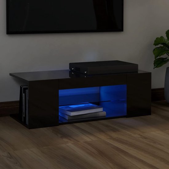 Tv-meubel met LED-verlichting 140x36,5x40 cm hoogglans zwart