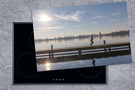 KitchenYeah® Inductie beschermer 80x52 cm - Rotterdam - Skyline - Water - Kookplaataccessoires - Afdekplaat voor kookplaat - Inductiebeschermer - Inductiemat - Inductieplaat mat