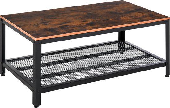 HOMCOM Table basse table basse avec table d'appoint de rangement pour cadre en métal de salon rétro 833-605