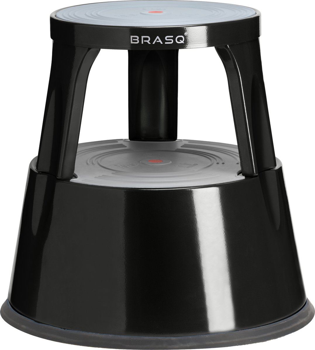 BRASQ Opstapkrukje Premium Zwart metaal ST300 draagvermogen 150 kg, opstapkruk, olifantenvoet, kantoorkruk, trap, roltrap, kruk