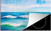 KitchenYeah® Inductie beschermer 78x52 cm - Waterverf - Golf - Zee - Kookplaataccessoires - Afdekplaat voor kookplaat - Inductiebeschermer - Inductiemat - Inductieplaat mat
