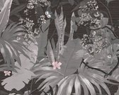 EXOTISCHE PLANTEN BEHANG | Botanisch - grijs wit zwart roze - A.S. Création Desert Lodge