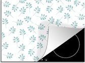 KitchenYeah® Inductie beschermer 75x52 cm - Bladeren - Patroon - Blauw - Kookplaataccessoires - Afdekplaat voor kookplaat - Inductiebeschermer - Inductiemat - Inductieplaat mat