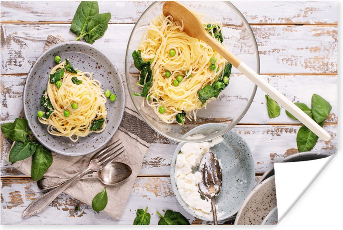 Poster Pasta - Basilicum - Koken - 60x40 cm