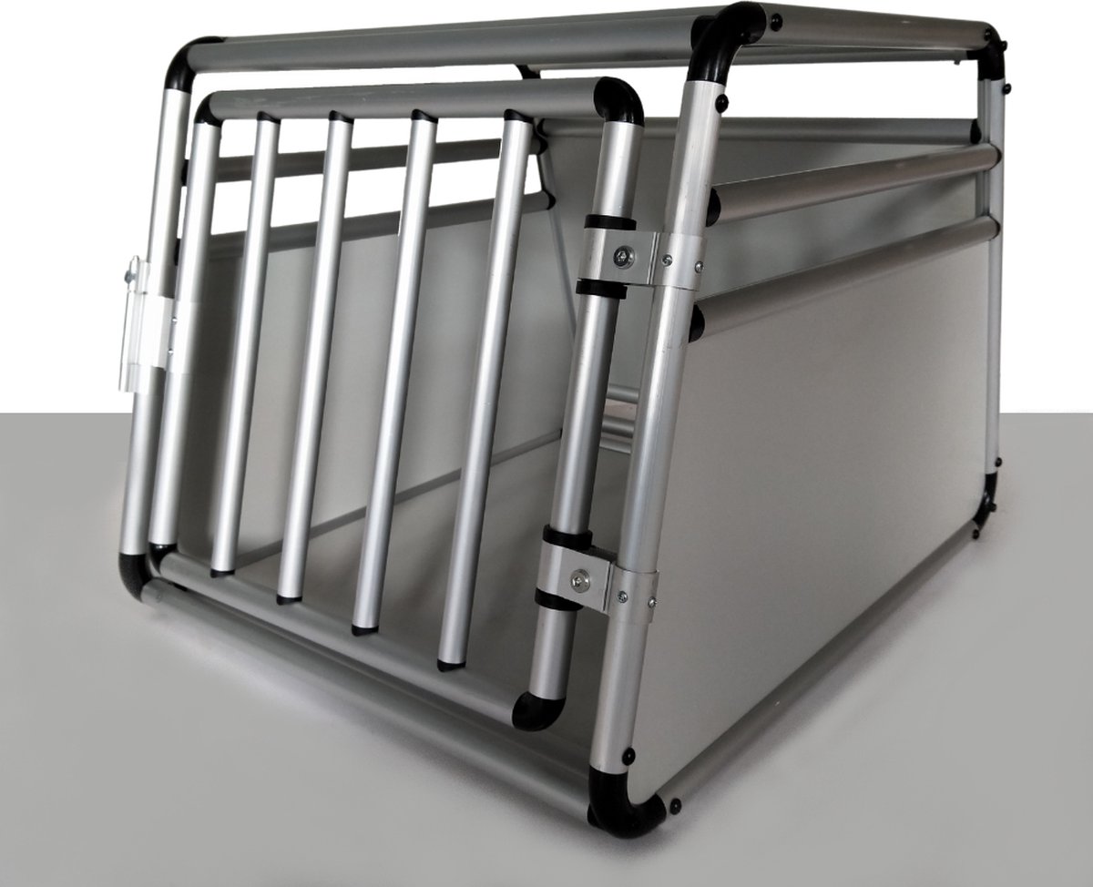 Topmast Autobench Aluminium - Reisbench Hond - 69 x 54 x 50 CM - Transportbench - Ronde Buizen - Lichtgrijs