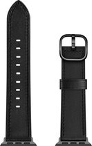 Leren bandje - geschikt voor Apple Watch Series 1/2/3/4/5/6/7/8/9/SE/SE 2 met case size 38 mm / 40 mm / 41 mm - zwart