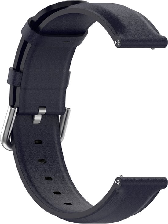 Bracelet en cuir (bleu marine), adapté pour Garmin Venu, Vivomove, Vivomove 3, Vivomove Style, Forerunner 245 & Forerunner 645