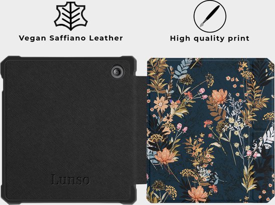 Lunso - Funda para dormir de cuero saffiano vegano - Kobo Libra 2 (7  pulgadas) - Urban Park Venta al por mayor en línea