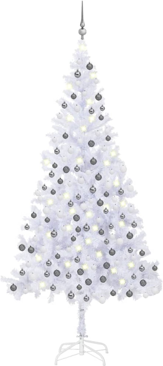 VidaLife Kunstkerstboom met LED's en kerstballen L 240 cm wit