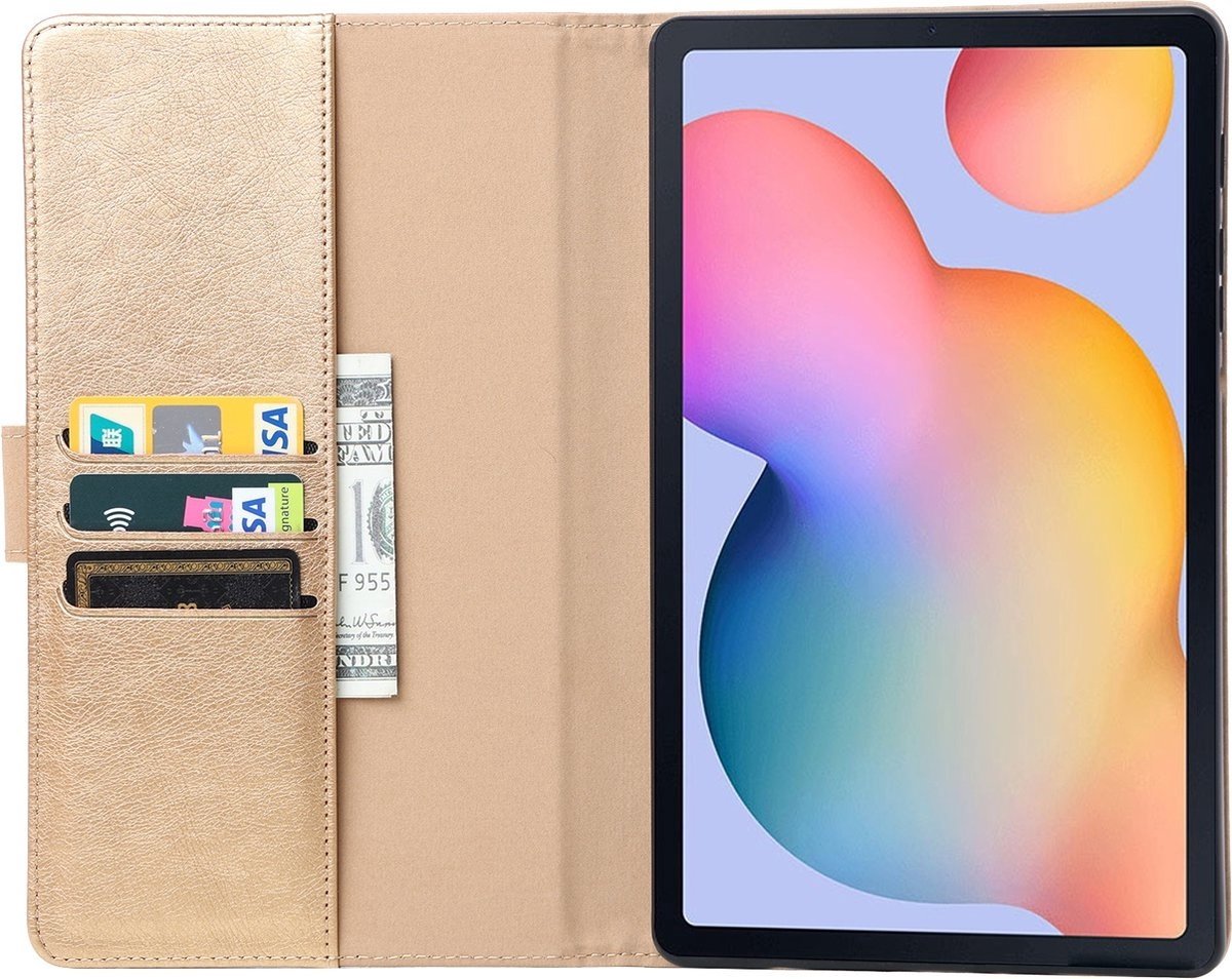 BixB Bookcase Samsung Galaxy Tab S6 Lite (2020 / 2022) Hoes Luxe Premium case – Goud