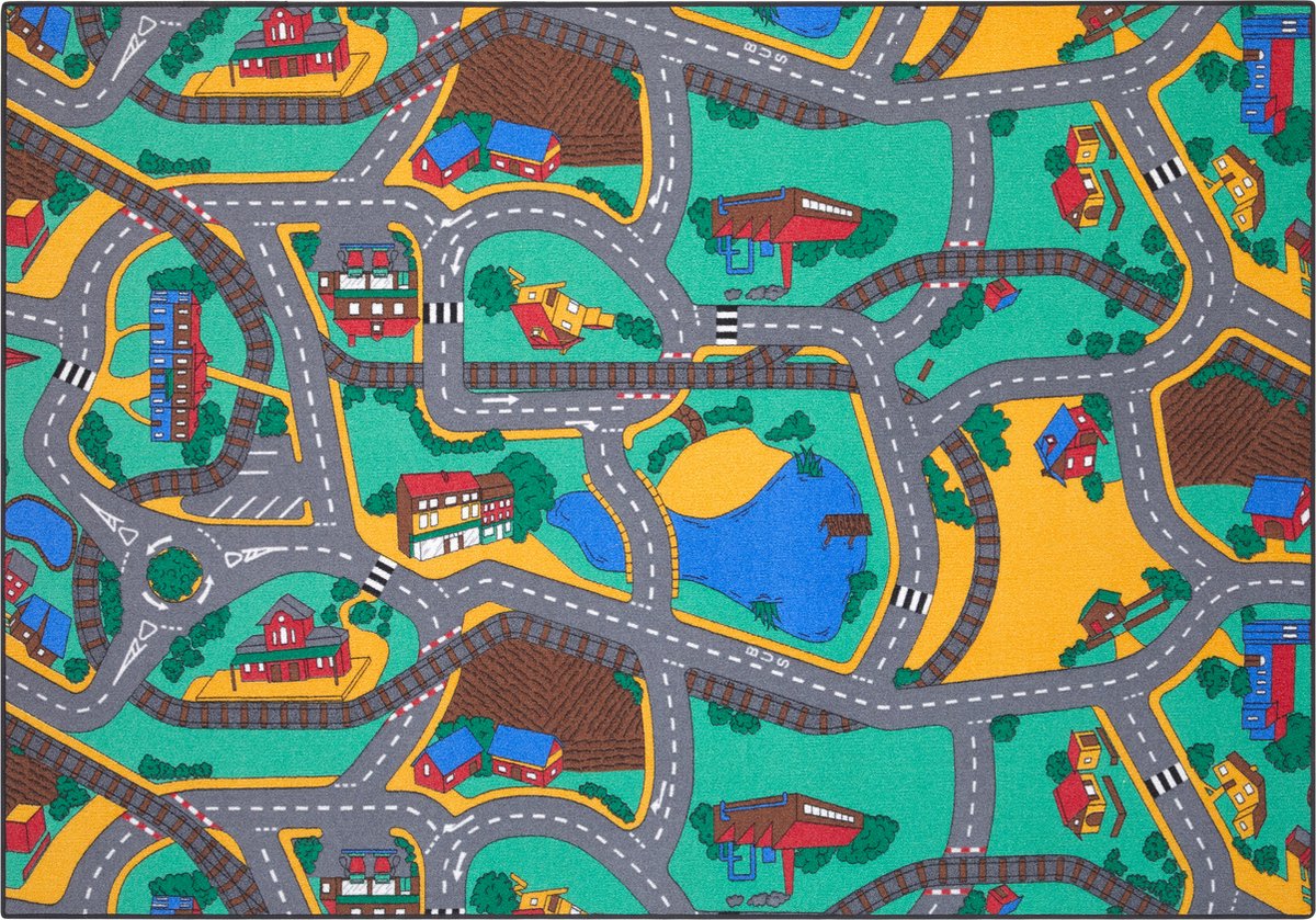 Carpet Studio Playtime Speelkleed - 140x200cm - Vloerkleed Kinderkamer - Speelmat - Anti-slip Speeltapijt - Verkeerskleed