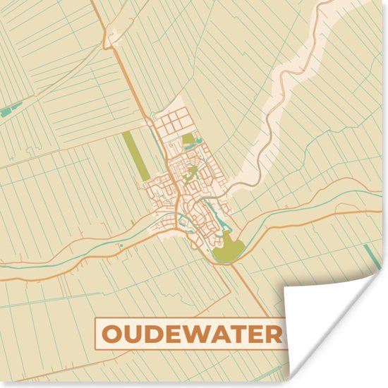 Poster Oudewater - Kaart - Plattegrond - Stadskaart - 50x50 cm