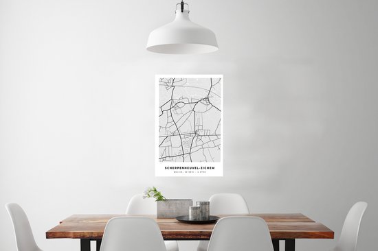 Poster Carte – Plan d'étage – Plan de ville – Scherpenheuvel Zichem – België – Wit - 40x60 cm