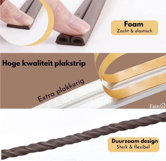 Flintronic 6M tochtstrip voor raam, tochtstrip voor deurraam, zelfklevende type D raamafdichtingsstrip, 9 x 6 mm weerstrip/raamisolatie/anti-botsing/geluiddicht/stofdicht Flintronic 6M tochtstrip voor raam, tochtstrip voor deurraam, zelfklevende type D raamafdichtingsstrip, 9 x 6 mm weerstrip/raamisolatie/anti-botsing/geluiddicht/stofdicht