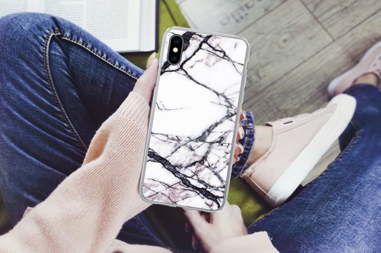 Étui iPhone Xs Max - Marbre - Wit - Pierre - Étui de téléphone en Siliconen