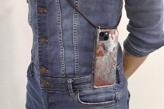 Coque avec cordon iPhone 13 Mini - Métaux - Rouille - Argent - Siliconen - Bandoulière - Coque arrière avec cordon - Coque pour téléphone avec cordon - Coque avec corde