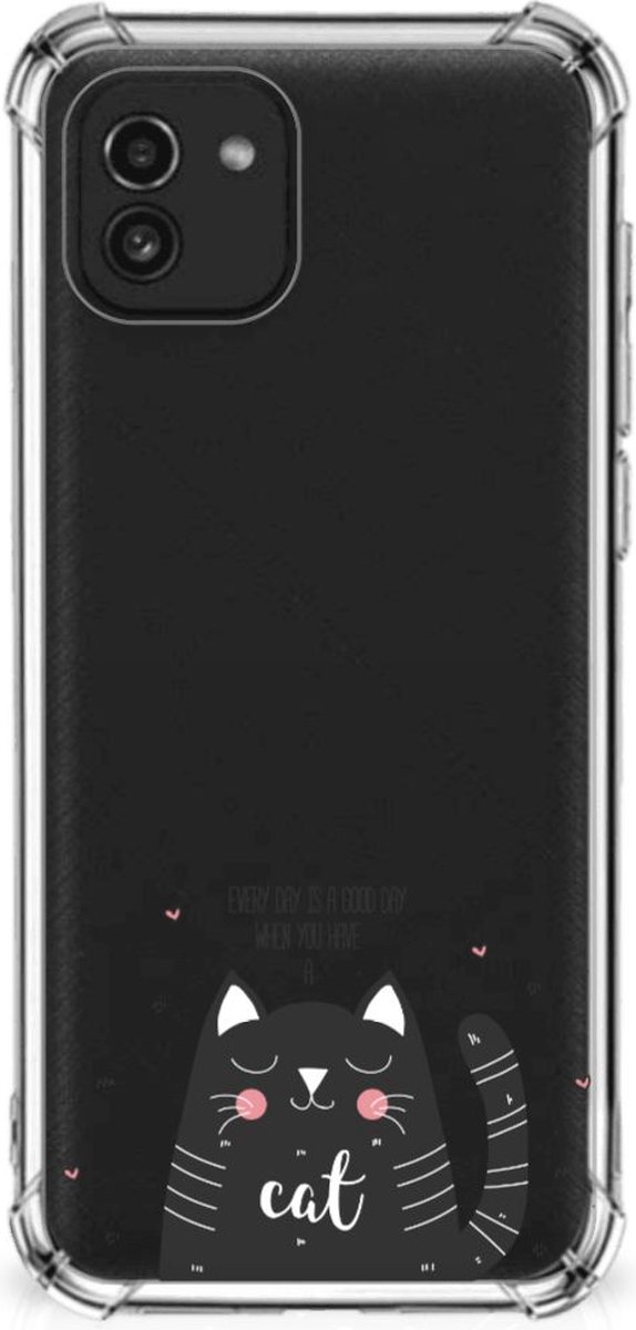 Samsung Galaxy A03 Stevig Bumper Hoesje Cat Good Day