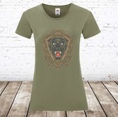 Dames T-shirt Panter army groen - M