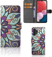 Mobiel Bookcase Geschikt voor Samsung Galaxy A13 (4G) Smartphone Hoesje Purple Flower
