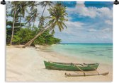 Wandkleed - Wanddoek - Strand - Kano - Palmboom - Tropical - 180x135 cm - Wandtapijt
