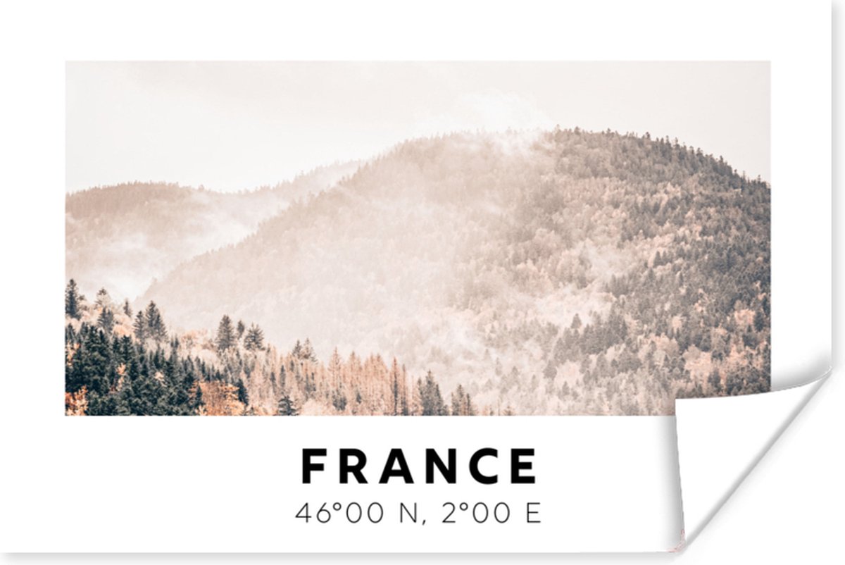 Poster Frankrijk - Bos - Bergen - 120x80 cm