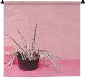 Wandkleed - Wanddoek - Zomer - Roze - Planten - 120x120 cm - Wandtapijt